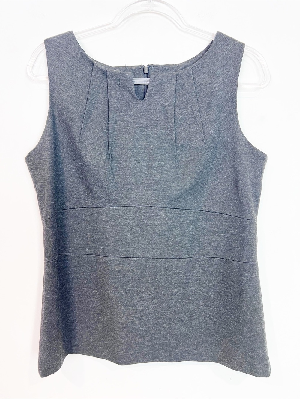 CABI PERFECT SHELL CHARCOAL GRAY PONTE KNIT SLEEVELESS SHIRT STYLE 649 WOMENS 12